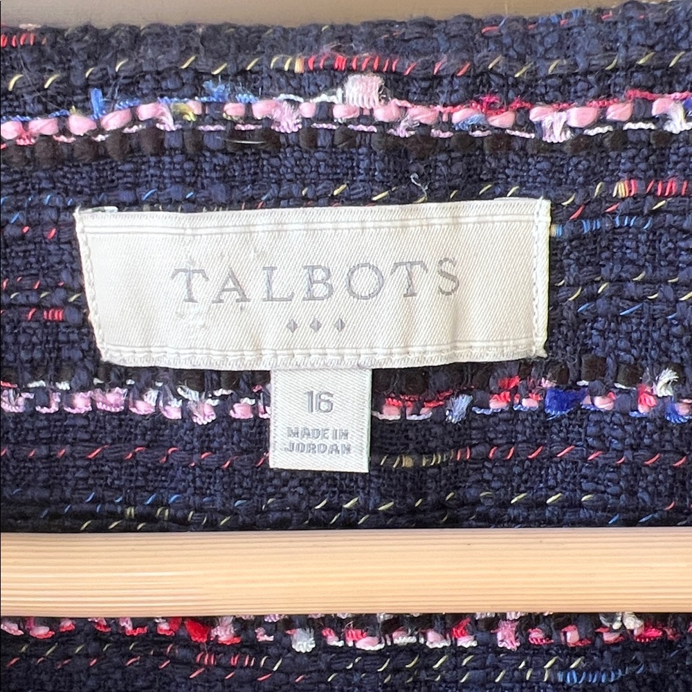 Talbots Factory 16 Navy Multicolor Tweed Blazer Striped - Picture 4 of 10